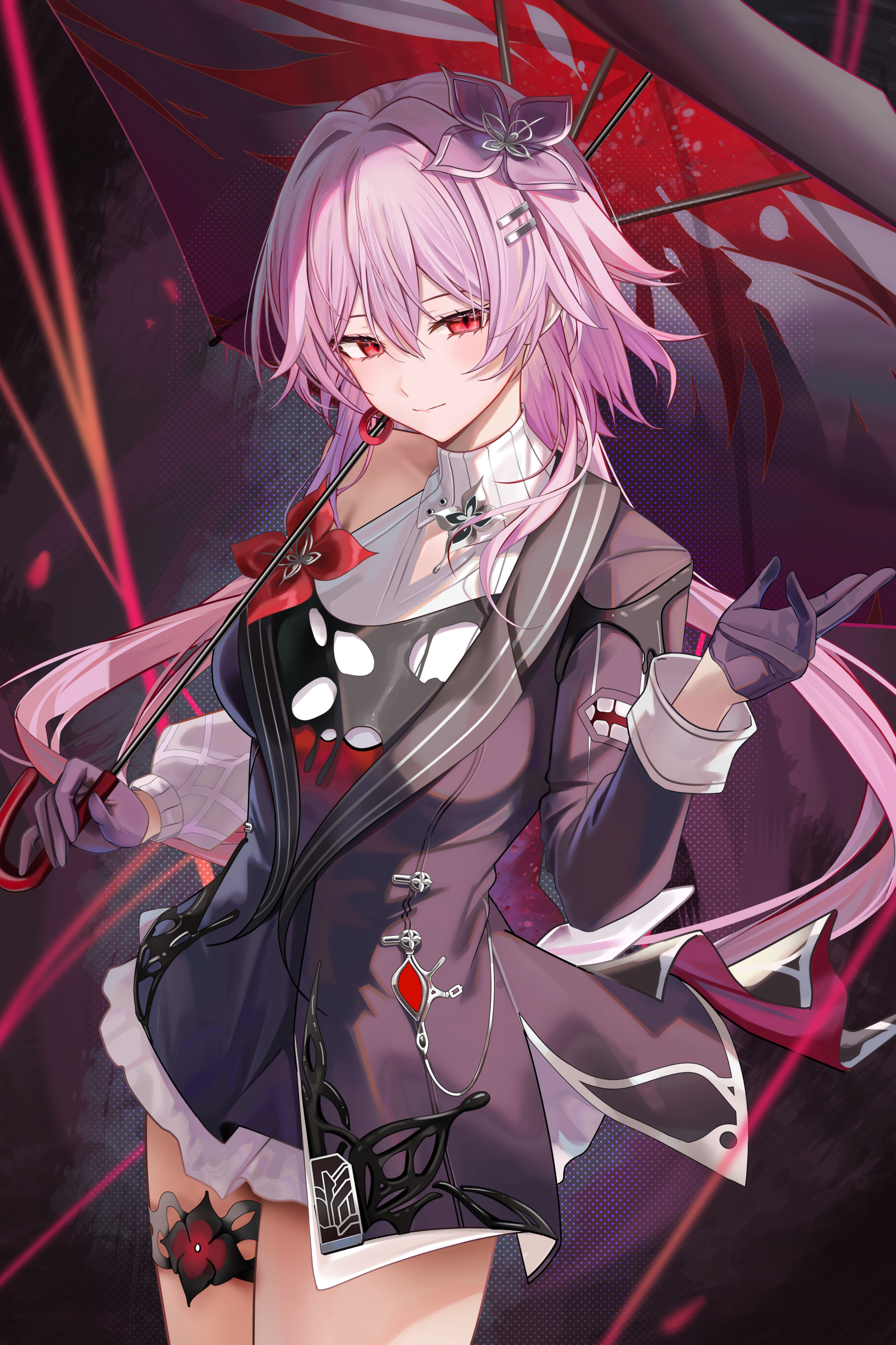 Evernight under a red umbrella